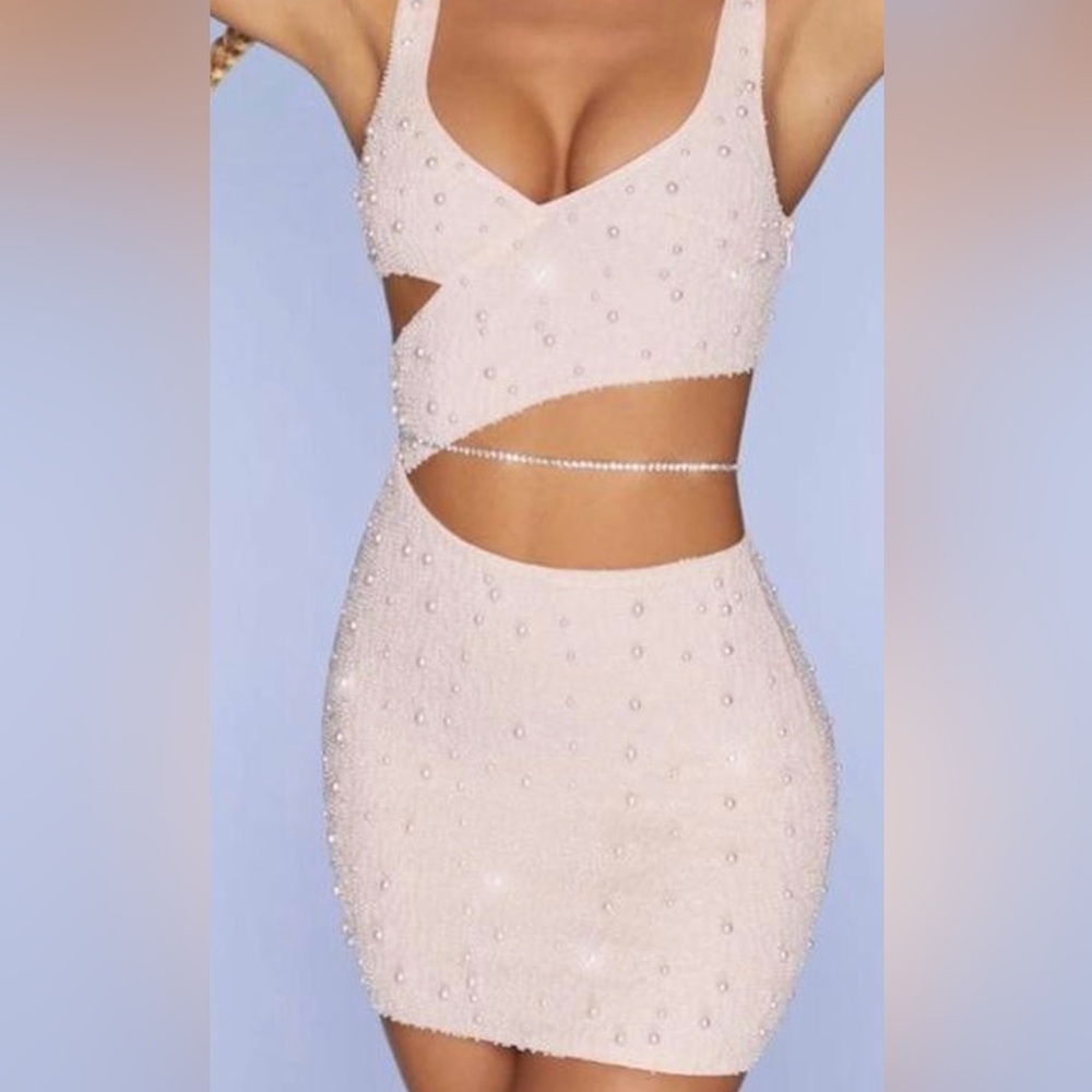 Oh Polly Pink Beaded Dress